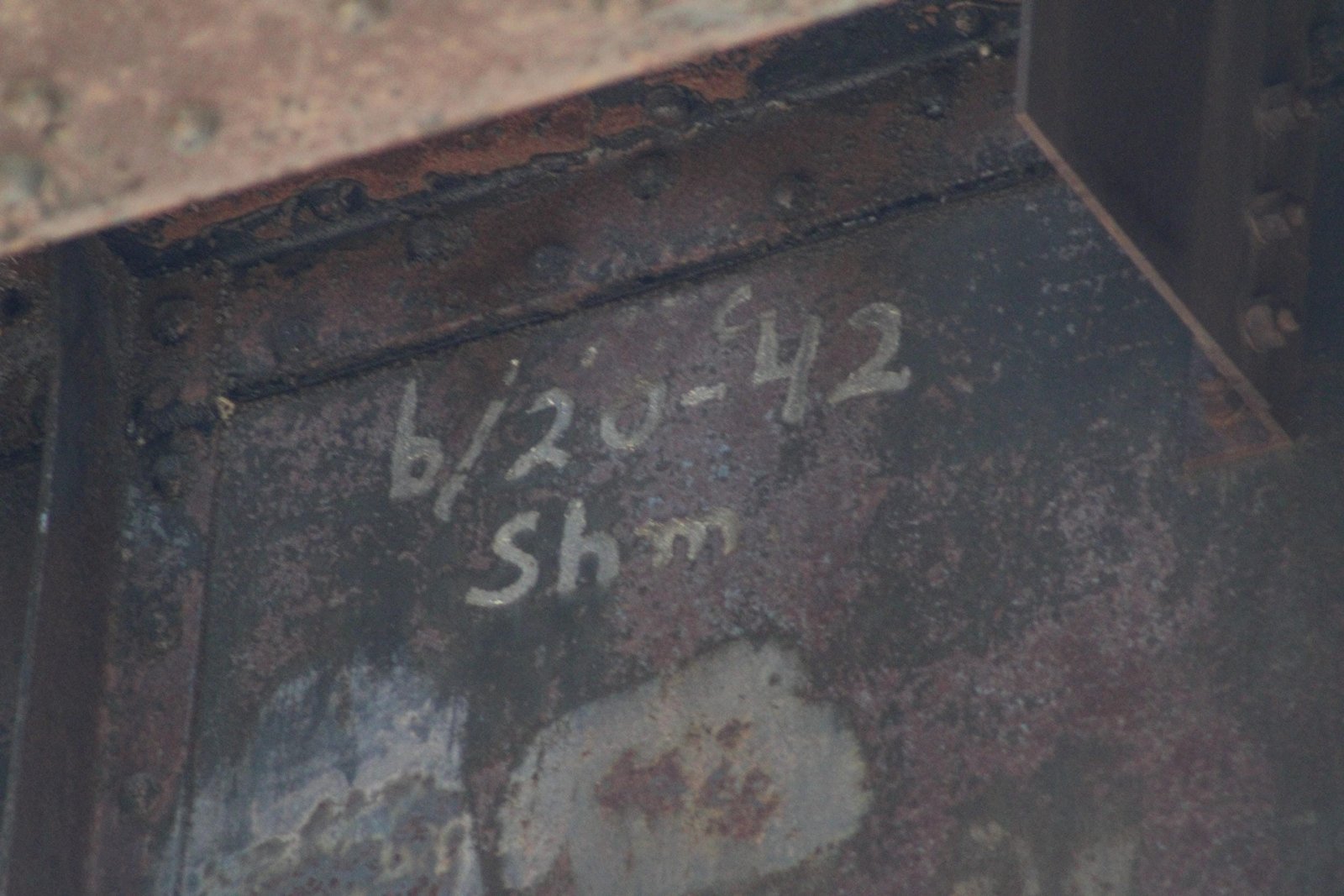 Stenciling on deck girder, County Road 157 section